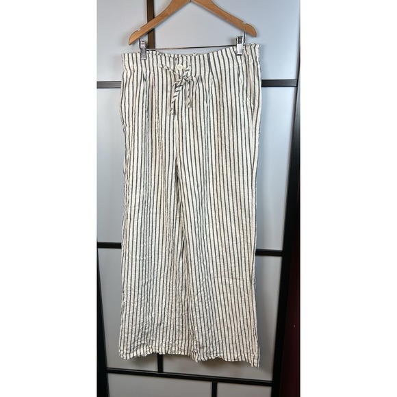 Thread & Supply Pants - Thread & Supply Linen Blend Wide‎ Leg Trousers Striped Women Size L